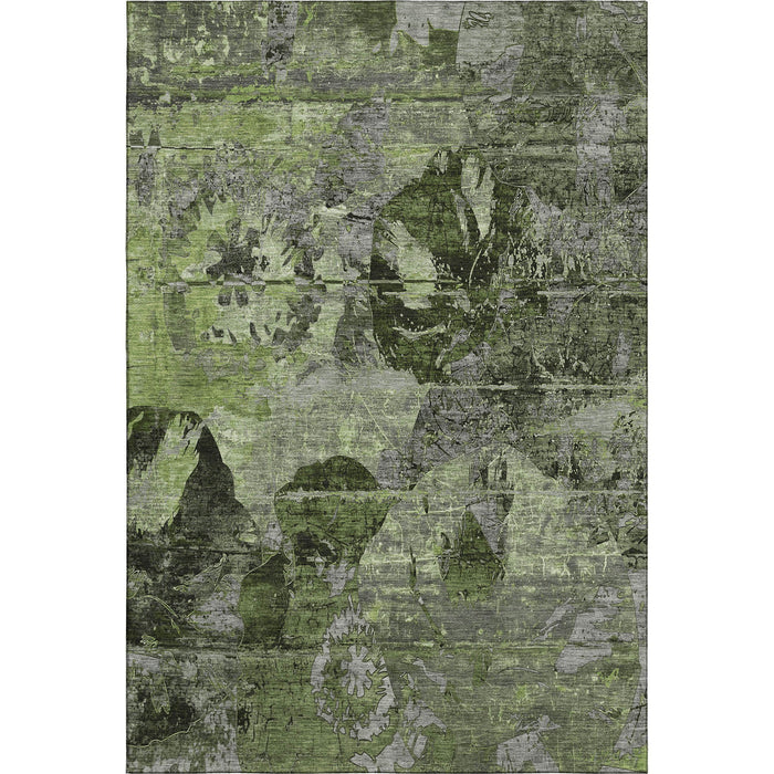 10' X 14' Abstract Washable Area Rug With UV Protection (648856) - Green / Gray