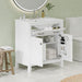 Giga modern bathroom vanity with ceramic sink, two-door cabinet, shelf, and soft-close doors for stylish storage.