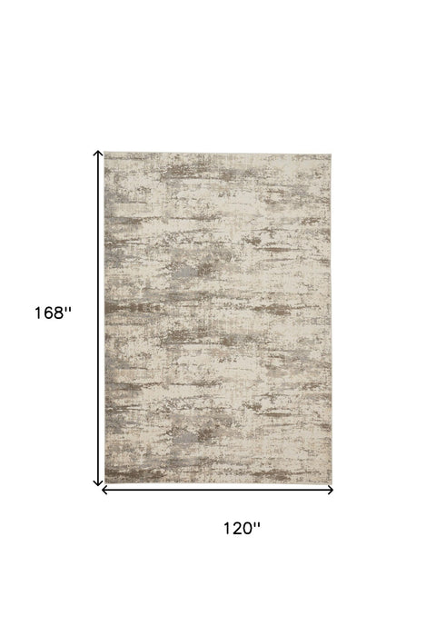 10' x 14' Abstract Area Rug - Ivory And Brown