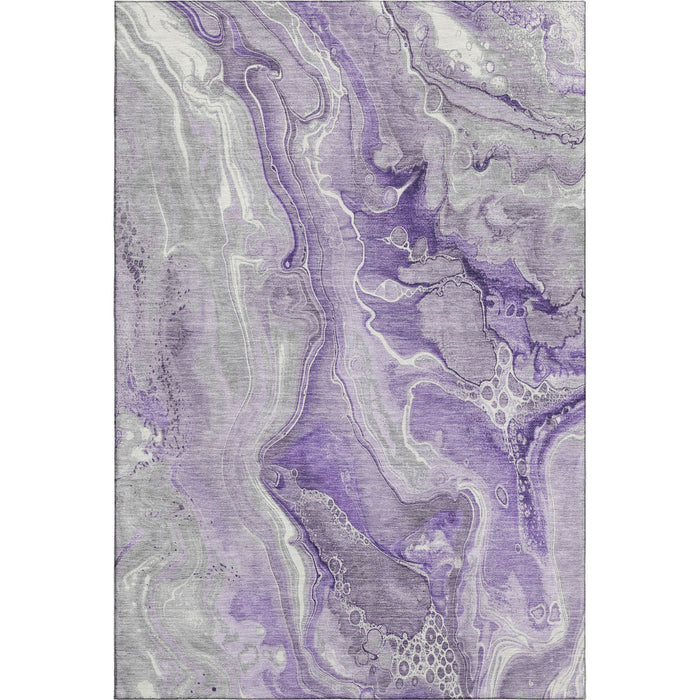 10' X 14' Abstract Washable Area Rug With UV Protection (697049) - Purple / Gray / Ivory