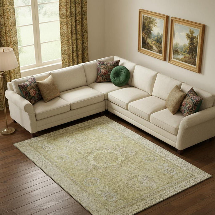 10' X 14' Oriental Washable Area Rug With UV Protection (699752) - Beige / Gold