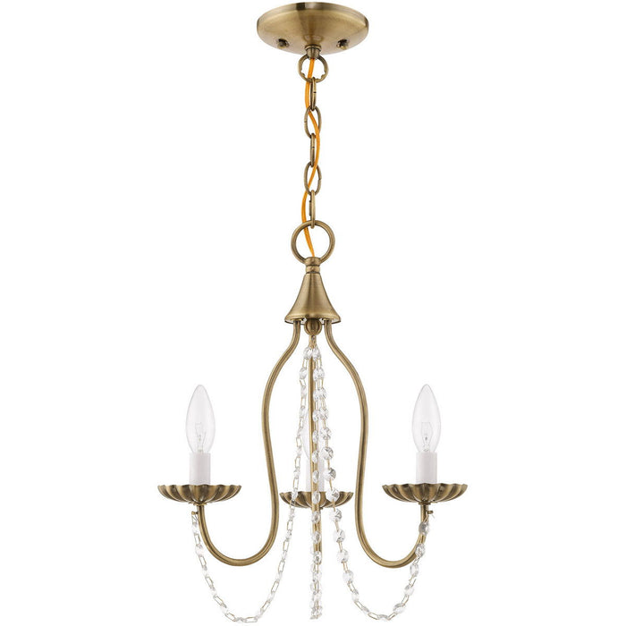 17'' Three Light Dimmable Chandelier With Shades - Antiqued Brass
