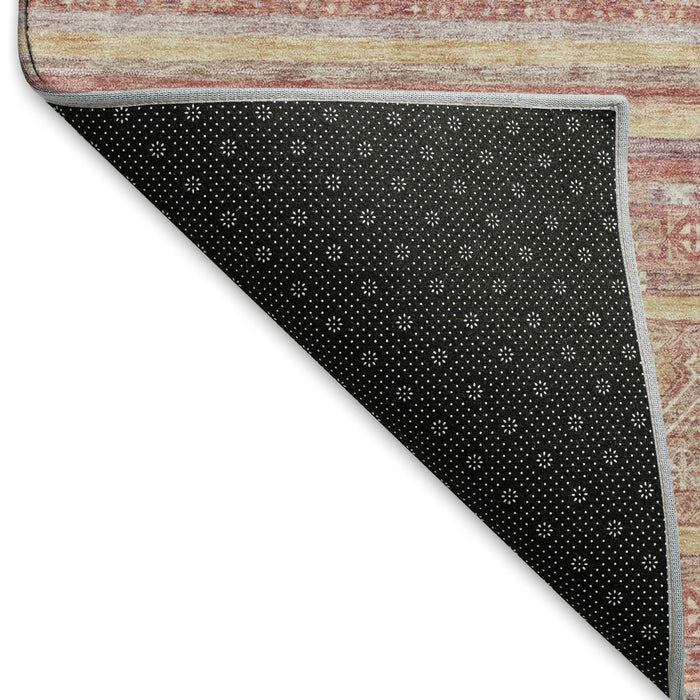 10' X 14' Striped Washable Area Rug With UV Protection (696188) - Rust / Coral / Wheat