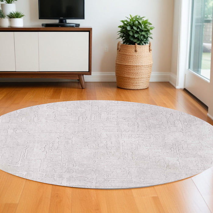 4' x 4' Round Abstract Non Skid Area Rug - White