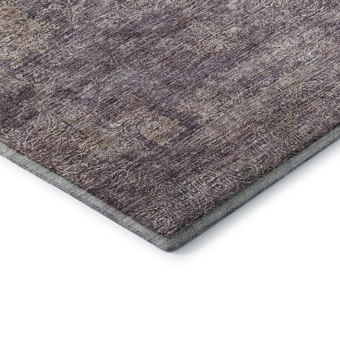 10' X 14' Abstract Washable Area Rug With UV Protection (688129) - Plum / Ivory