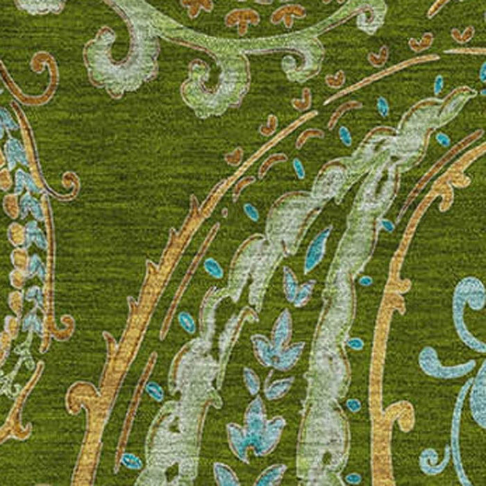 5' X 8' Paisley Washable Area Rug With UV Protection (647970) - Green / Blue