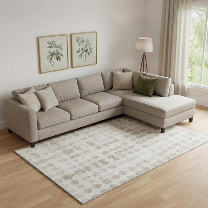 10' X 14' Polka Dot Washable Area Rug With UV Protection (669126) - Ivory / Beige