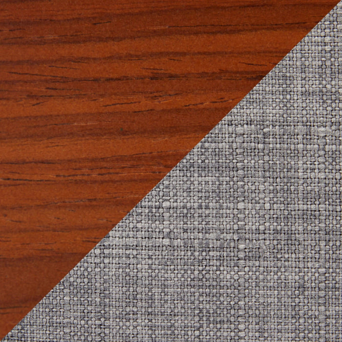 Folia - Trevi 5 Piece Square Dining Set - Walnut Wood, Clear Glass, Gray Fabric