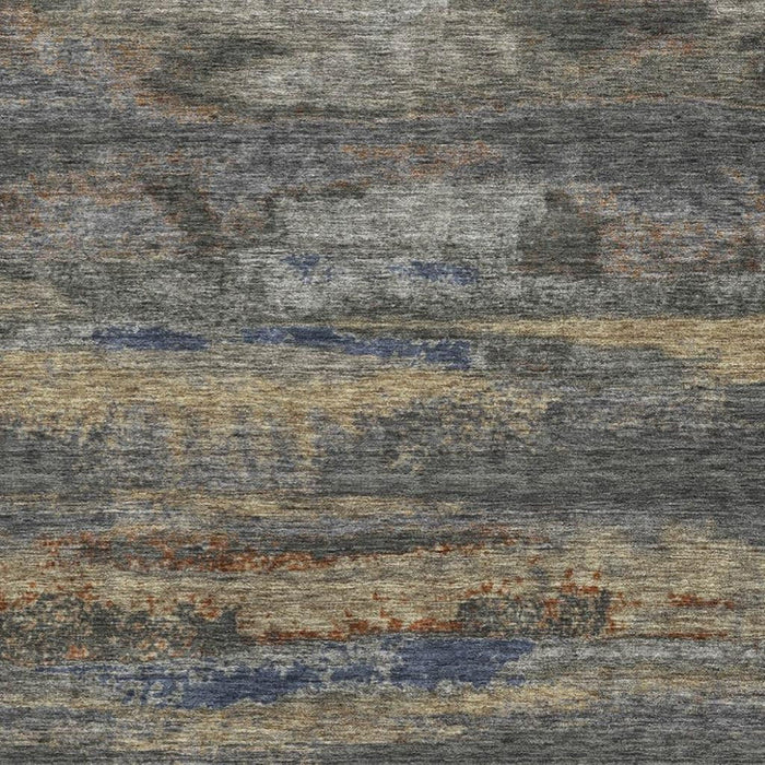 10' X 14' Abstract Washable Area Rug With UV Protection (675006) - Graphite / Gold / Blue