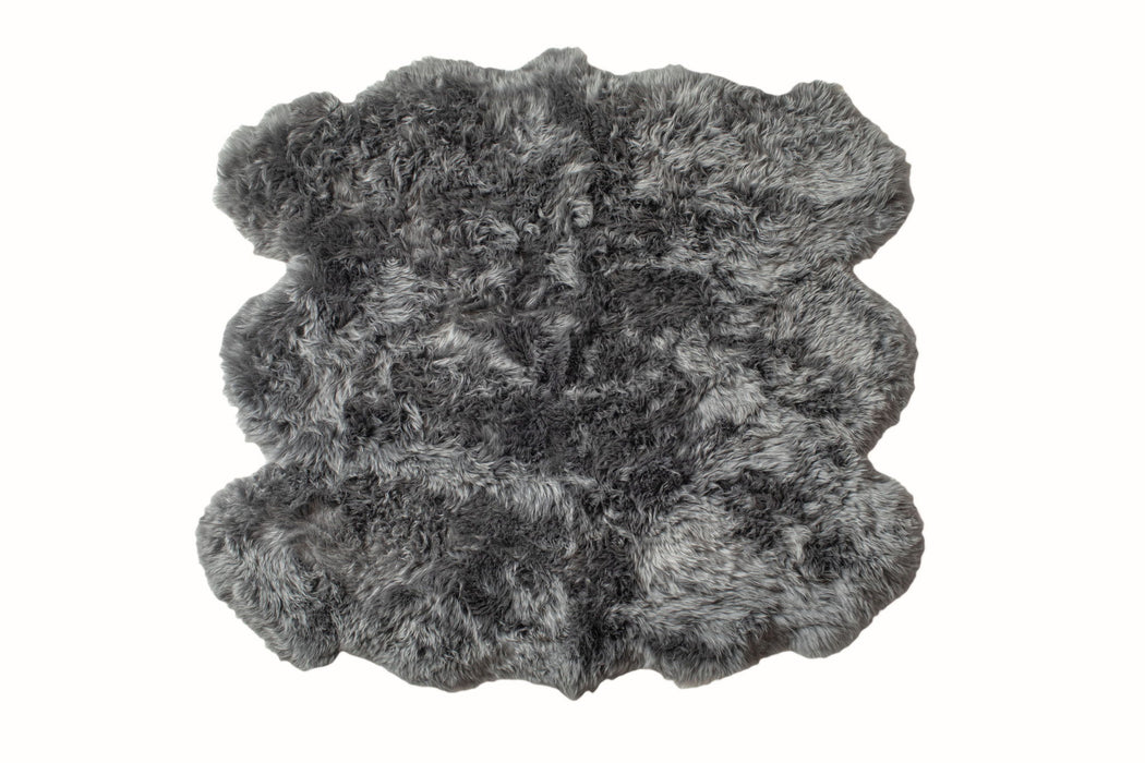 5' x 6' Wool Sheepskin Handmade Area Rug - Gray