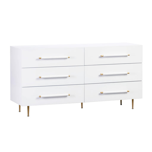 TOV Furniture Trident 6 Drawer Dresser with sleek wooden finish and modern design, featuring six spacious drawers.
