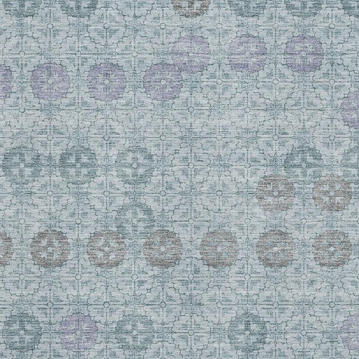 10' X 14' Geometric Washable Area Rug With UV Protection (705959) - Teal / Gray
