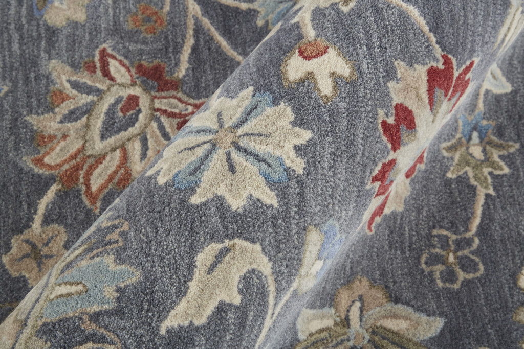 9' x 12' Wool Floral Hand Tufted Area Rug - Gray And Ivory