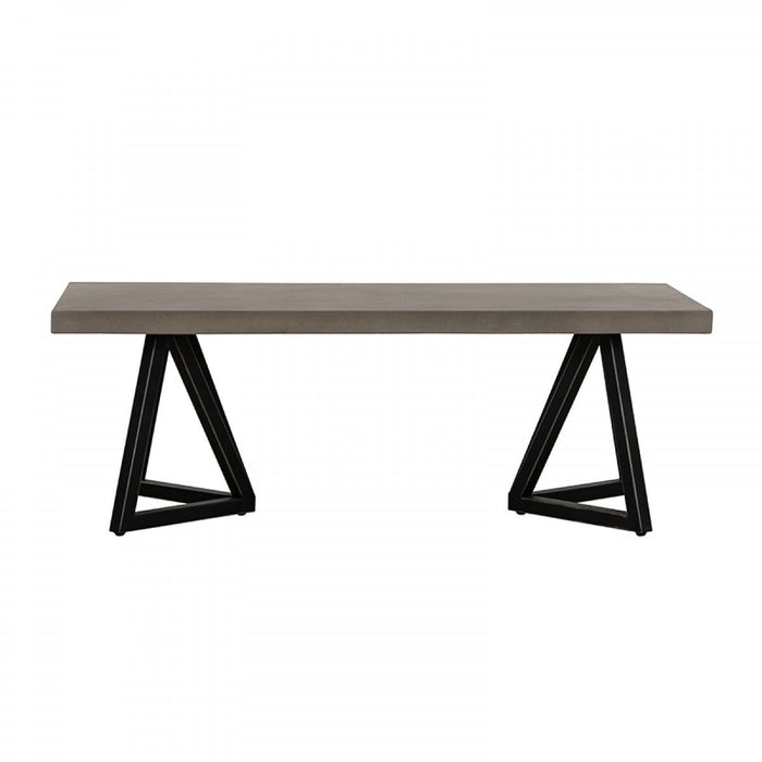 Modern Concrete Metal Coffee Table - Dark Gray And Black