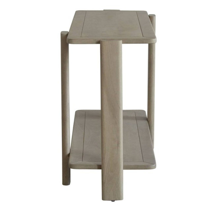 54" Solid Wood Distressed Console Table With Shelf - Natural