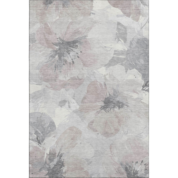 10' X 14' Floral Washable Area Rug With UV Protection (694418) - Taupe / Ivory / Gray