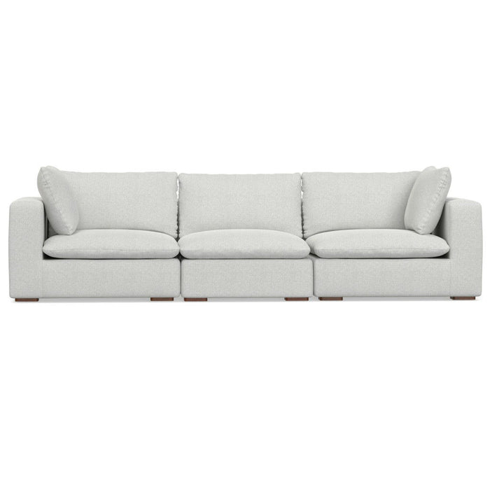 125" Modular Fabric Sofa With Brown Legs - Gray