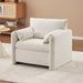 Giga ivory white modern accent arm chair with plush chenille upholstery and high resilience cushion, single-seater lounge chair.