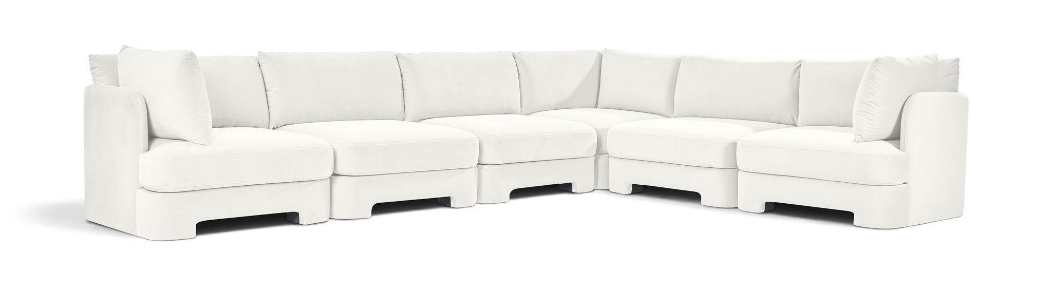 Meridian Furniture Hammond velvet performance fabric 6-piece corner sectional sofa with plush cushions and modern design.