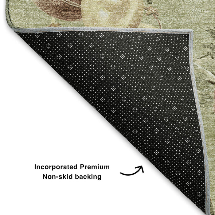 10' X 14' Polka Dot Washable Area Rug With UV Protection (702473) - Artichoke Green / Brown / Beige