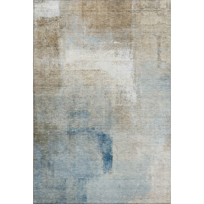 8' X 10' Abstract Washable Area Rug With UV Protection - Taupe / Ivory