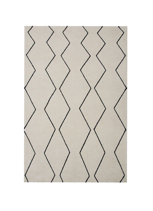 8' x 11' Geometric Power Loom Distressed Non Skid Area Rug - Beige And Black