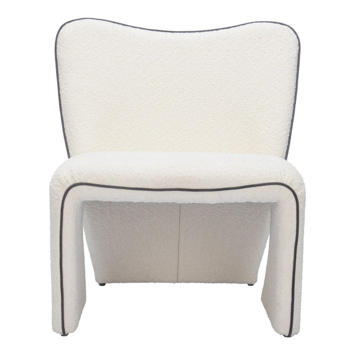 29" Modern Faux Shearling And Upholstered Side Chair - Ivory