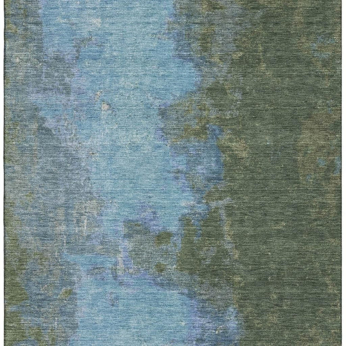 10' X 14' Abstract Washable Area Rug With UV Protection (699824) - Green / Blue