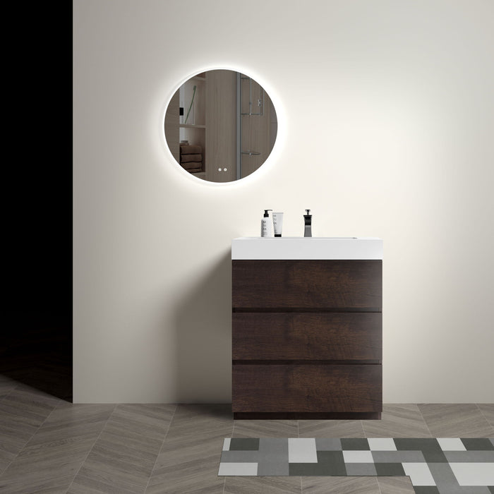 Giga Alice bathroom vanity with large storage, freestanding design, one-piece sink basin, modern style, without drain or faucet.