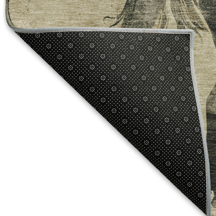 10' X 14' Animal Print Washable Area Rug With UV Protection (698956) - Beige / Charcoal / Gray