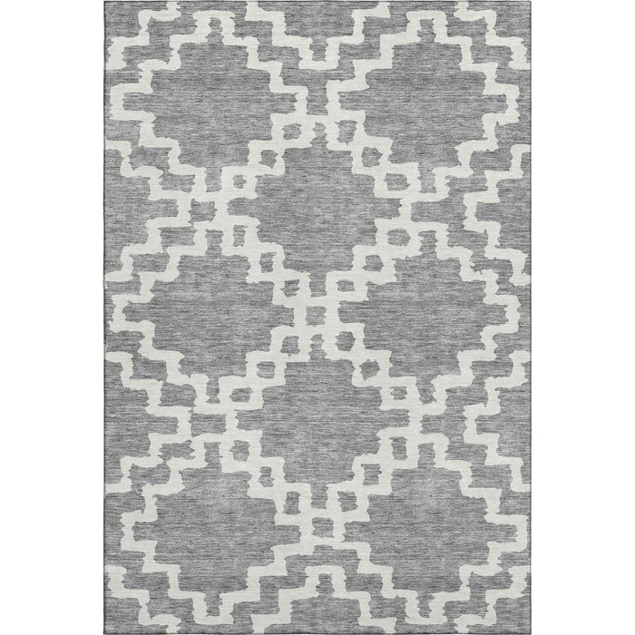 10' X 14' Abstract Geometric Washable Area Rug With UV Protection (671720) - Gray / Ivory