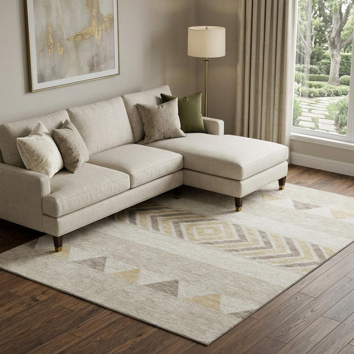10' X 14' Southwestern Washable Area Rug With UV Protection (676374) - Beige / Ivory / Tan