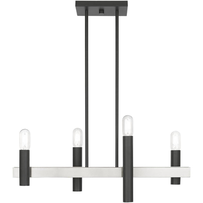 24'' Four Light Dimmable Chandelier With Shades - Nickel