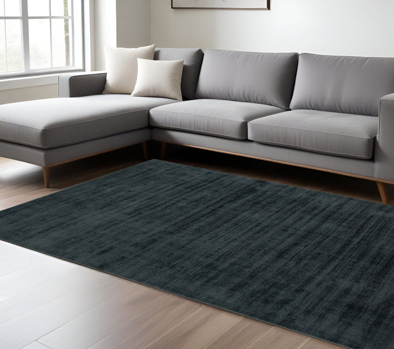 10' X 14' Abstract Hand Woven Area Rug - Charcoal And Black