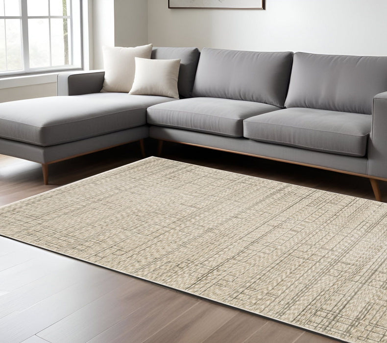 10' X 13' Geometric Area Rug With Fringe - Beige And Brown