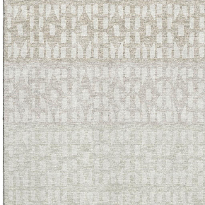 10' X 14' Geometric Washable Area Rug With UV Protection (676350) - Ivory / Beige