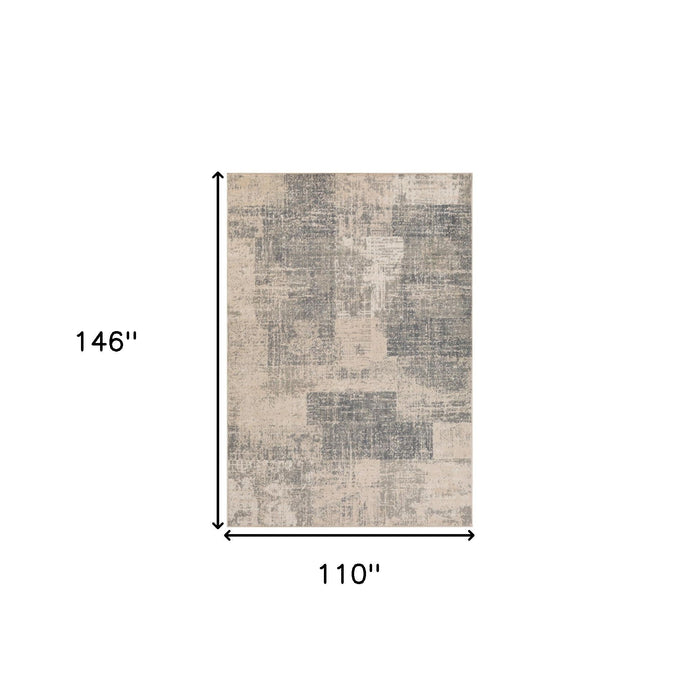 9' x 12' Blue Abstract Power Loom Area Rug - Gray And Light