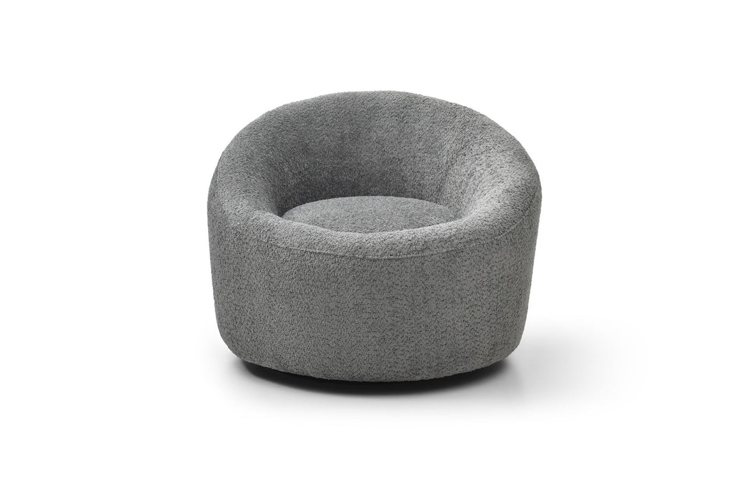 Boucle Metal Swivel Lounge Chair - Gray
