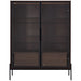 Giga modern minimalist LED display cabinet with tempered glass door and metal legs, showcasing elegant furniture design.