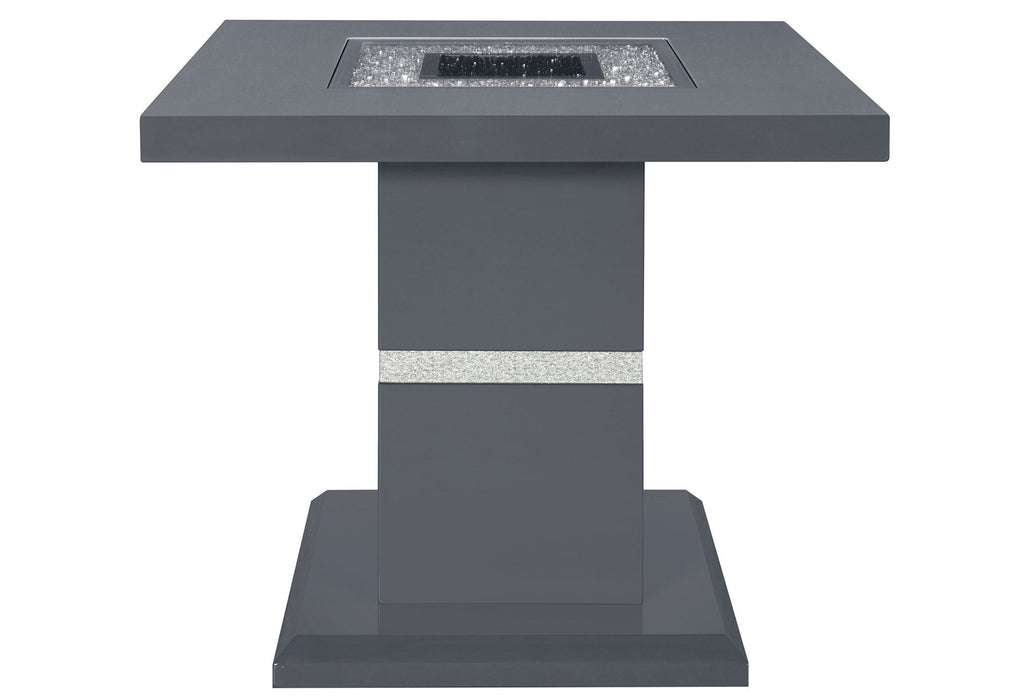 24" Faux Crystals Glass And Wood Square Pedestal End Table - Dark Gray And Silver