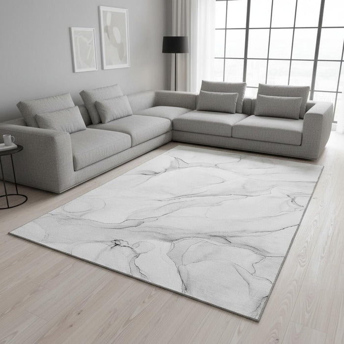 8' X 10' Abstract Washable Area Rug With UV Protection (647138) - Gray / Ivory