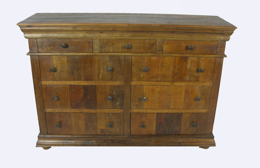 60" Reclaimed Wood Nine Drawer Double Dresser - Brown