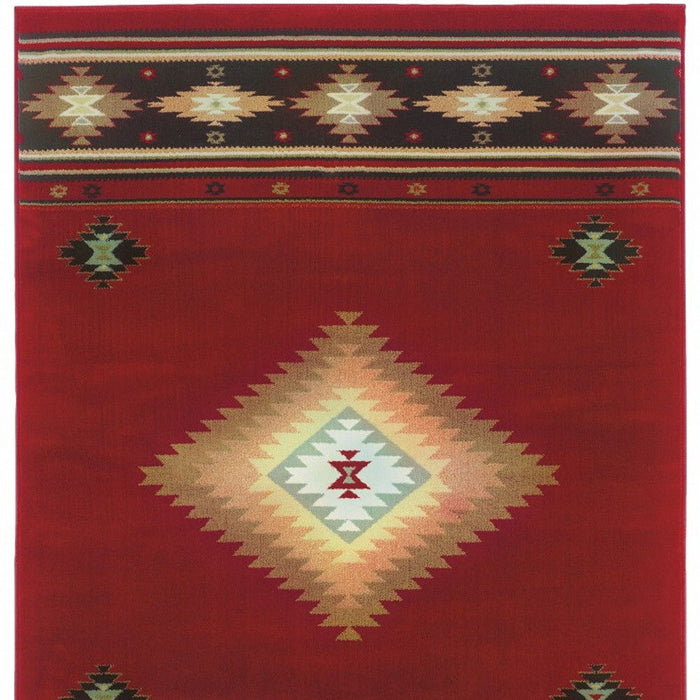 10' x 13' Ikat Pattern Area Rug - Red And Beige