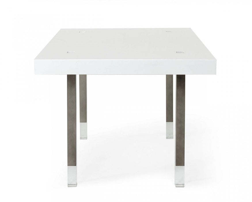 95" Stainless Steel Dining Table - White / Gray