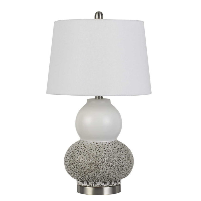 24" Metal Two Light Desk Table Lamps With White Globe Shade (Set of 2) - Silver