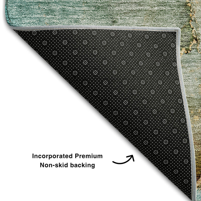 10' X 14' Abstract Washable Area Rug With UV Protection (656322) - Coral / Blue / Purple