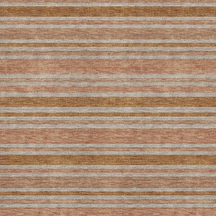 8' X 10' Striped Washable Area Rug With UV Protection (647852) - Rust / Beige