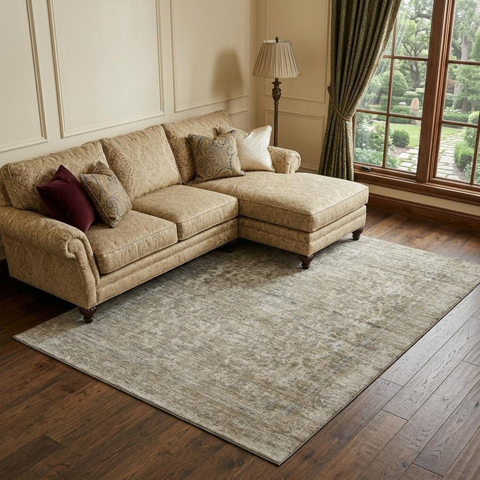 10' X 14' Oriental Washable Area Rug With UV Protection (695858) - Pewter / Gray