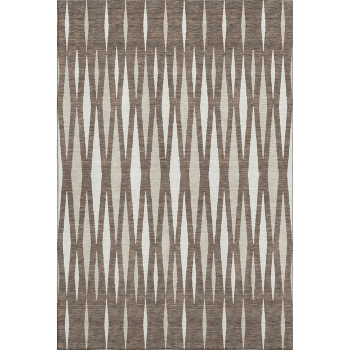 10' X 14' Geometric Washable Area Rug With UV Protection (670039) - Brown / Ivory