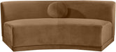 Velvet performance fabric upholstered armless sofa by Meridian Furniture, showcasing a sleek, modern stationary sofa design.